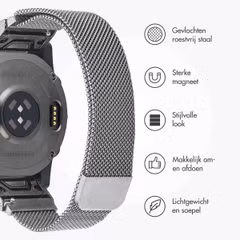 imoshion QuickFit® Milanees bandje  - Garmin 20 mm aansluiting - Maat L/XL - Zilver