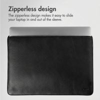 Accezz Leather laptop sleeve 15 inch - Black