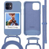 Gepersonaliseerd Color Backcover MagSafe met afneembaar koord en polaroid  iPhone 12 Pro - Ash Blue