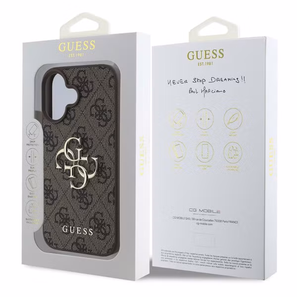 Guess 4G Metal Logo Backcover Apple iPhone 16 - Bruin