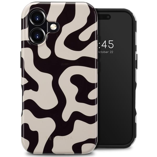 Selencia Vivid Tough Backcover met MagSafe iPhone 16 - Art Wave Black