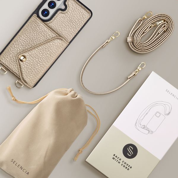 Selencia Sera Phone Case with Cord and Envelope Card Holder Samsung Galaxy S26 - Champagne