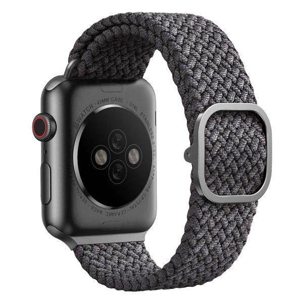 Uniq Aspen Braided bandje Apple Watch Series 1 t/m 9 / SE (38/40/41 mm) | Series 10 (42 mm) - Granite Grey