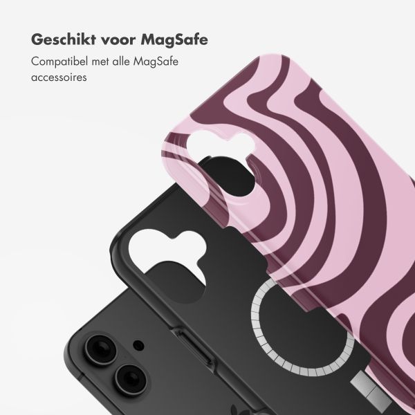 Selencia Vivid Tough Backcover met MagSafe iPhone 16 - Wavy Swirl Pink Plum