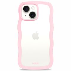 Holdit Wavy Case iPhone 14/15 Plus - Pink / Transparent