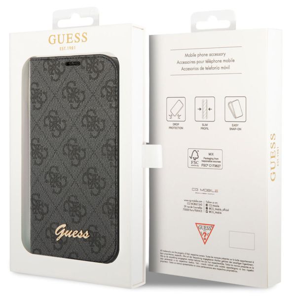 Guess 4G Logo Bookcase Apple iPhone 14 Pro - Zwart