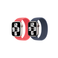 Apple 2 Pack Gevlochten solobandje voor de Apple Watch | 44/45/46/49 mm - Maat 9 - Guave/ Storm Blue