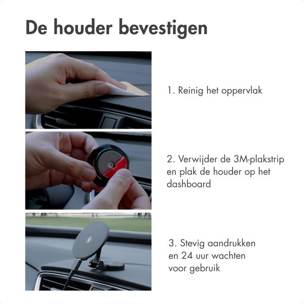 imoshion Telefoonhouder auto met MagSafe - Draadloze oplader - Dashboard - Zwart