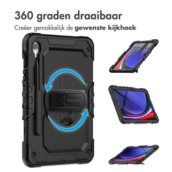 Accezz Rugged Backcover met schouderstrap Samsung Galaxy Tab S10 Lite / S9 11 inch / S10 FE / S9 FE 10.9 inch - Zwart