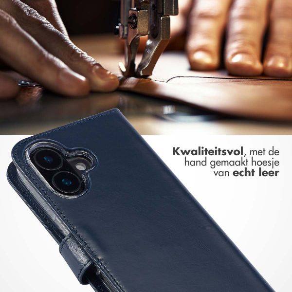 Selencia Echt Leren Bookcase Apple iPhone 16 Plus - Blauw
