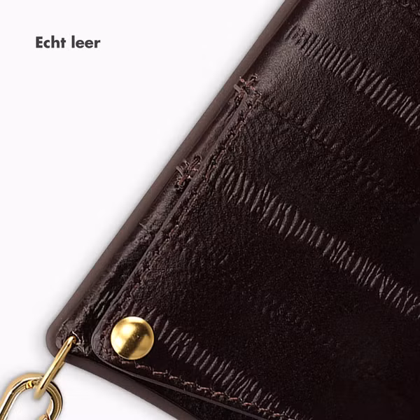 Selencia Nova Real Leather Backcover met Koord en Pashouder Apple iPhone 16 Pro - Dark Chocolate