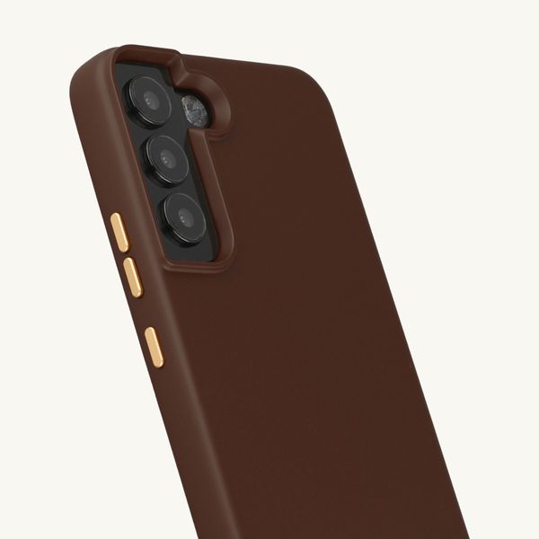 Selencia Rivièra MagSafe Backcover met afneembare haakjes Samsung Galaxy S22 - Choco Brown