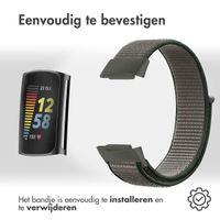 imoshion Nylon bandje Fitbit Charge 5 / Charge 6 - Maat L - Donkergrijs