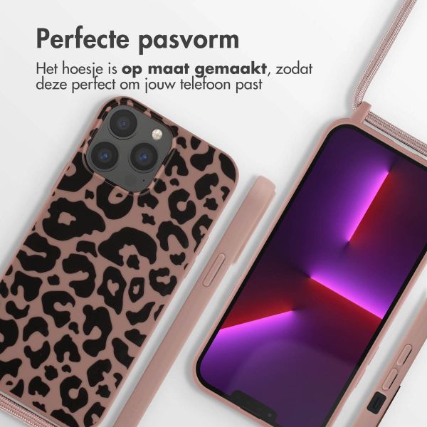 imoshion Siliconen design hoesje met koord iPhone 13 Pro Max - Animal Pink