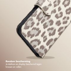Selencia Sabi Bookcase met Panterprint Samsung Galaxy A36 / A56 - Soft Ivory