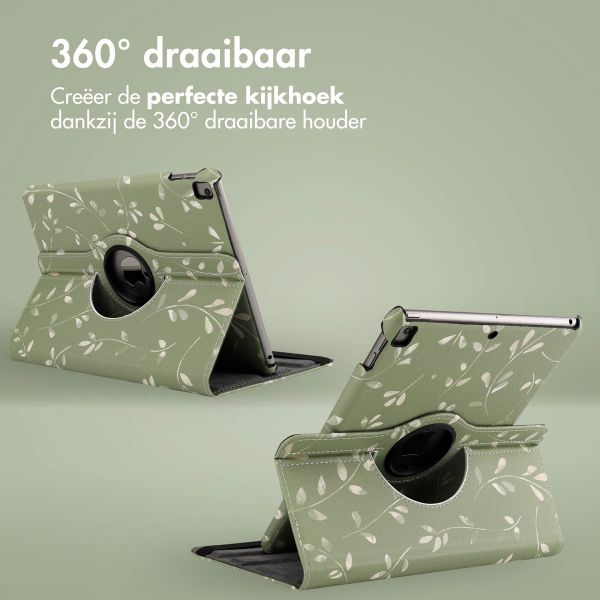 imoshion 360° Draaibare Design Bookcase Apple iPad 9 (2021) 10.2 inch / iPad 8 (2020) 10.2 inch / iPad 7 (2019) 10.2 inch - Green Flowers