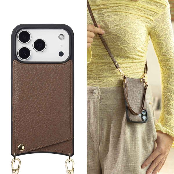 Selencia Nova Phone Case with Cord and Card Holder Apple iPhone 17 Pro Max - Mocha Brown
