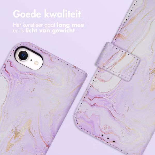 imoshion Design Bookcase Apple iPhone SE (2022 / 2020) / 8 / 7 / 6(s) - Purple Marble