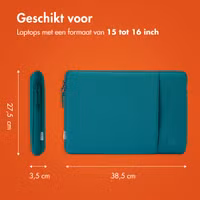 imoshion Laptop hoes 15-16 inch - Laptopsleeve met vak - Petrol Green