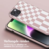 Selencia Siliconen design hoesje met afneembaar koord Apple iPhone 14 Plus - Irregular Check Sand Pink