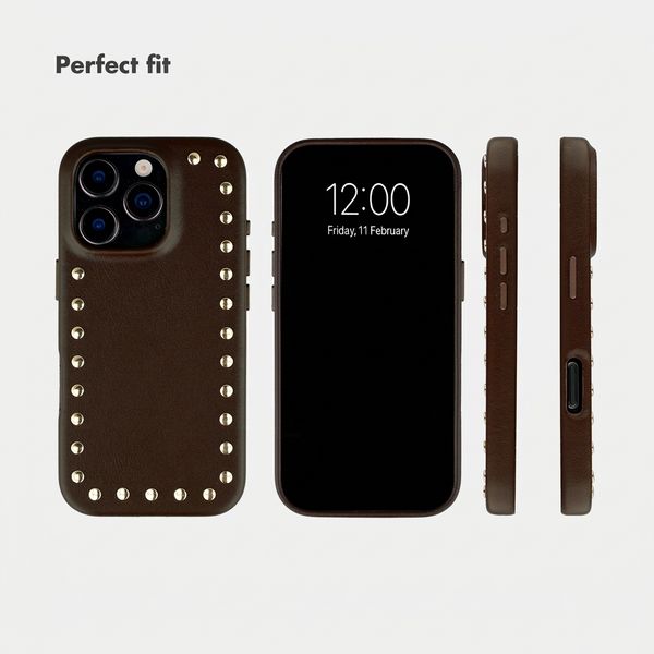 Selencia Studs Back Cover with MagSafe Apple iPhone 16 Pro - Cacao Crush