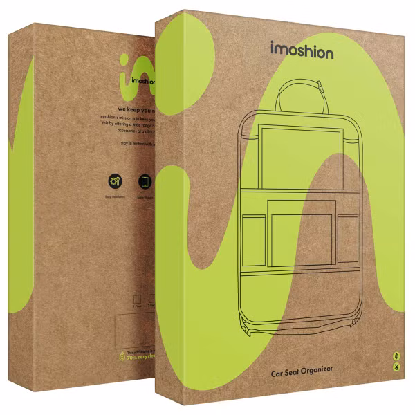 imoshion Autostoel Organizer voor Kinderen – 9 vakken – Inclusief Tablethouder – Set van twee – Zwart