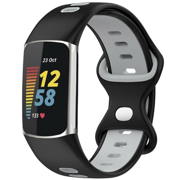 imoshion Siliconen sport bandje Fitbit Charge 5 / Charge 6 - Zwart / Grijs