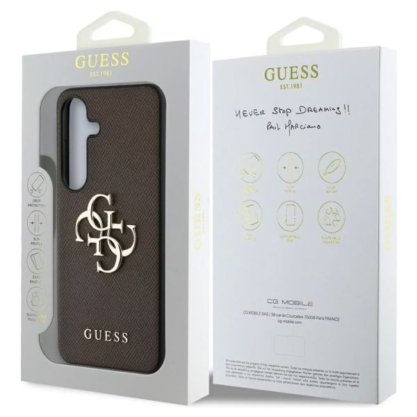 Guess 4G Metal Logo Saffiano Backcover Samsung Galaxy S25 - Bruin
