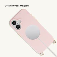 Selencia Rivièra MagSafe Backcover met afneembare haakjes voor de Apple iPhone 16 - Sorbet Pink + Chain Charm - Silver