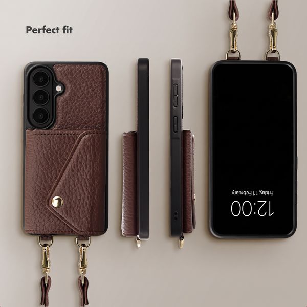 Selencia Sera Phone Case with Cord and Envelope Card Holder Samsung Galaxy S26 - Chocolate Brown