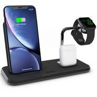 Zens Aluminium Dual Wireless Charger + Dock + Watch - 4 in 1 draadloze oplader - 10 Watt - Zwart