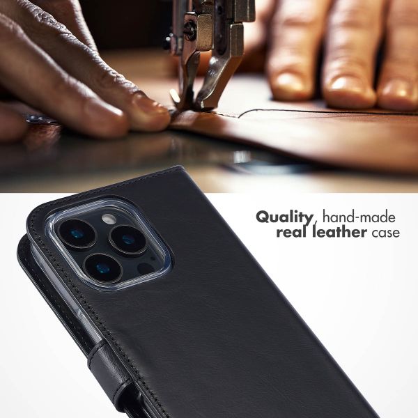 Selencia Genuine Leather Book Case Apple iPhone 16 Pro - Black