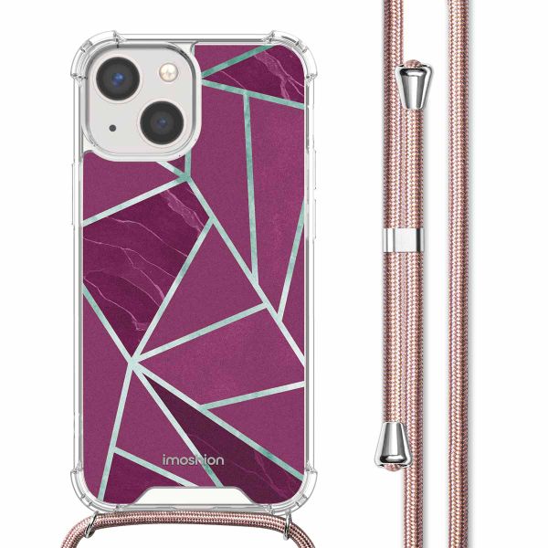 imoshion Design hoesje met koord iPhone 13 Mini - Bordeaux Graphic