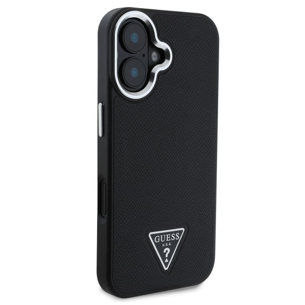 Guess Grained Triangle Case MagSafe Apple iPhone 16 - Zwart