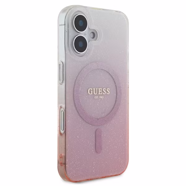 Guess MagSafe IML Glitter Gradient Case Apple iPhone 16 - Pink