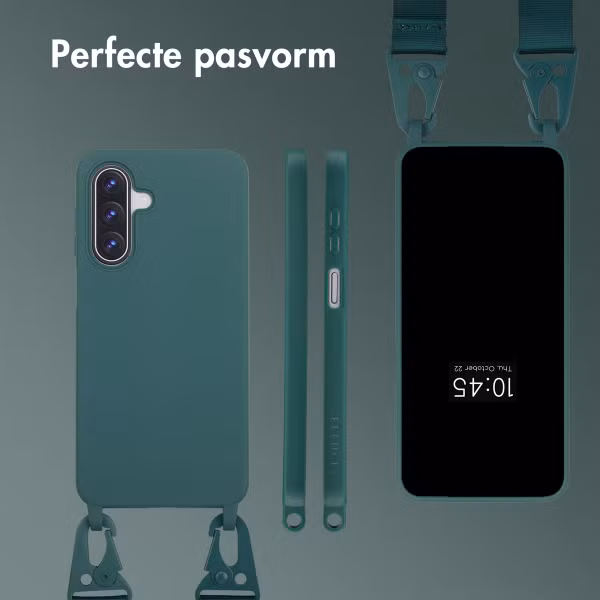 Selencia Siliconen hoesje met afneembaar koord Samsung Galaxy A17 - Donkergroen