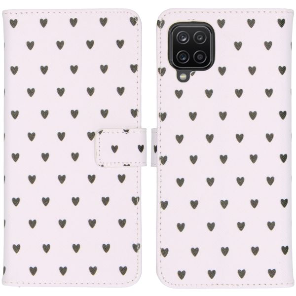 imoshion Design Softcase Bookcase Galaxy A12 - Hearts Allover White