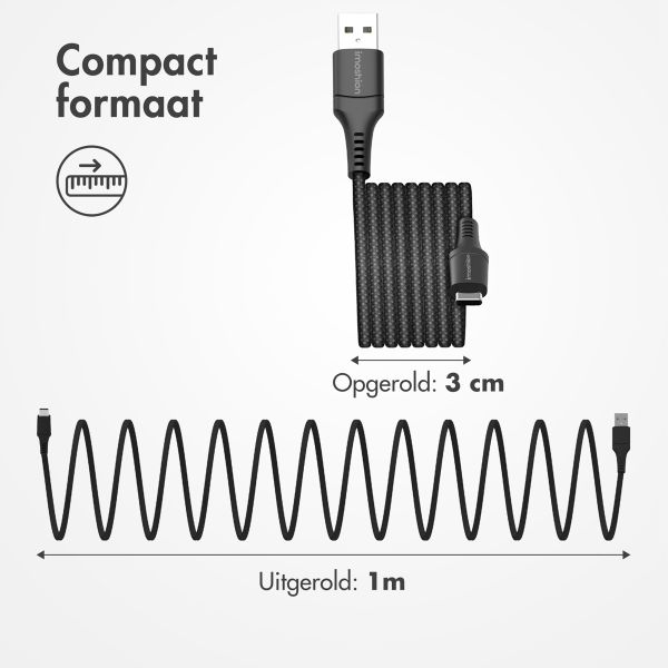 imoshion Magnetische braided kabel - USB-C naar USB-A - 1 meter - Zwart