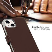 Selencia Genuine Leather Book Case Apple iPhone 14 - Brown