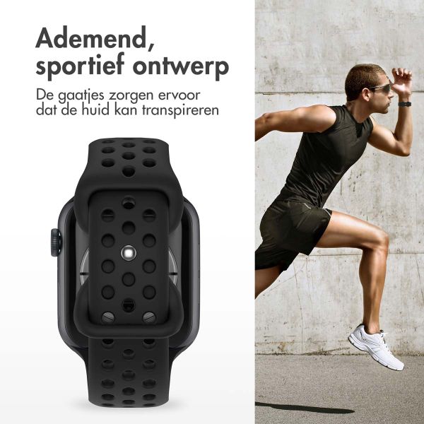 imoshion Siliconen Sport⁺ bandje Apple Watch Series 1 - 9 / SE (38/40/41 mm) | Series 10 / 11 (42 mm) - Maat M/L - Zwart