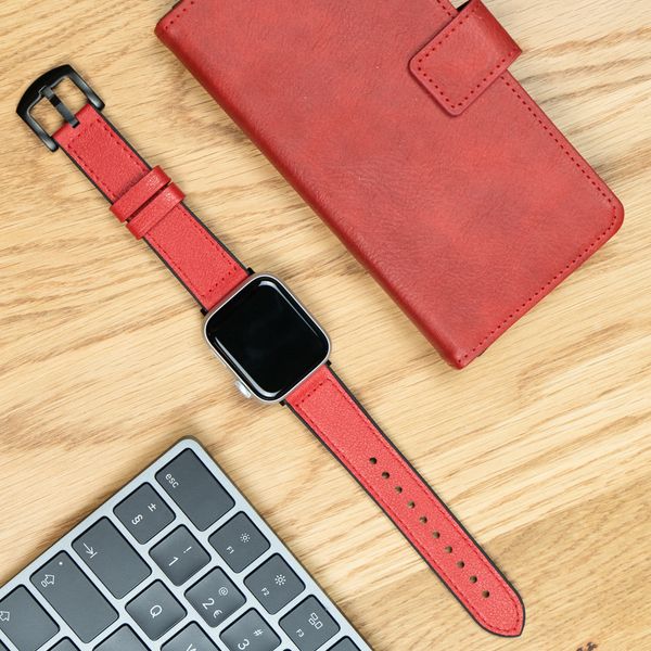imoshion Echt lederen bandje Apple Watch Series 1 t/m 9 / SE (38/40/41 mm) | Series 10 / 11 (42 mm) - Rood