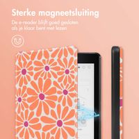 imoshion Design Slim Hard Case Bookcase Kobo Aura One - Orange Flowers Connect