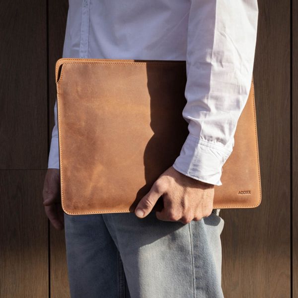 Accezz Leather Laptop hoes Apple MacBook 15 inch - Laptopsleeve - Cognac