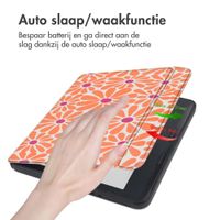 imoshion Design Slim Hard Case Sleepcover met stand Kobo Libra Colour - Orange Flowers Connect