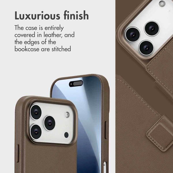 Accezz 2-in-1 Leather Bookcase with MagSafe Apple iPhone 17 Pro - Coffee Brown