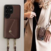 Selencia Sera Telefoonhoes met Koord en Envelop Pashouder Samsung Galaxy S26 Ultra - Chocolate Brown