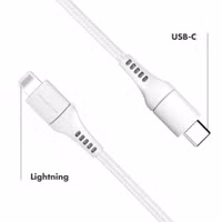 imoshion Lightning naar USB-C kabel - Non-MFi - Gevlochten textiel - 3 meter - Wit