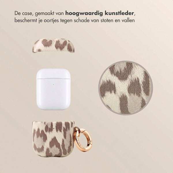 Selencia Sabi Case met panterprint  Apple Airpods 1 / 2 - Soft Ivory