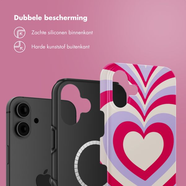 Selencia Vivid Backcover met MagSafe Apple iPhone 16 - Double Hearts Rubine Red Lilac