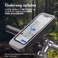 imoshion Telefoonhouder fiets met powerbank - spatwaterdicht - 5000 mAh - Zwart